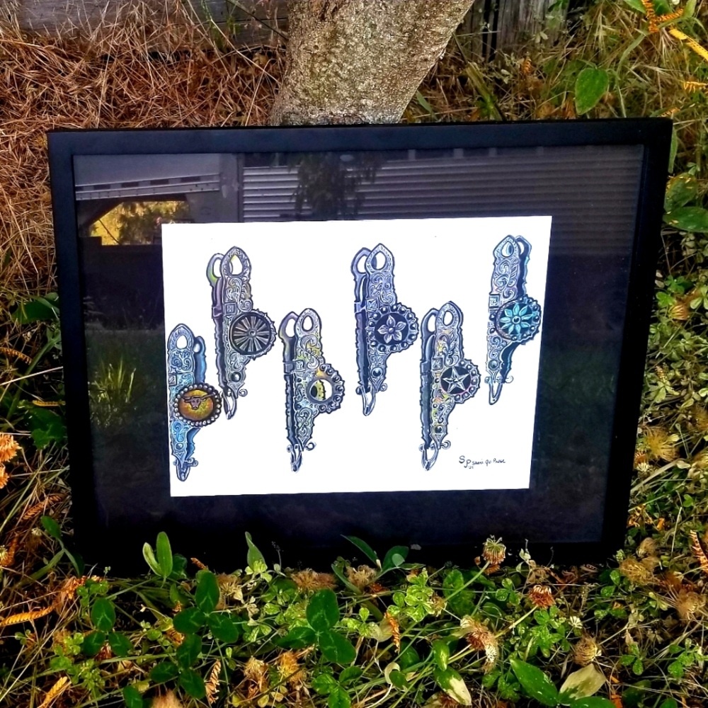 11×14 Santa Barbara bits framed print.